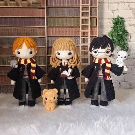 Harry Potter, Ron, Hermione Crochet Dolls | হ্যারি পটার, রন, হারমায়োনি ক্রোশে পুতুল